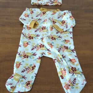 Baby gilr 100% cotton footsie with headband 3-6M NNT